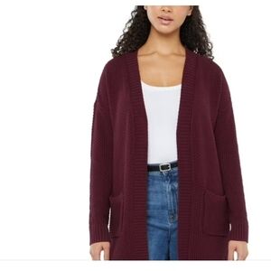 GAP Women's Deep Red Open-Front Cardigan